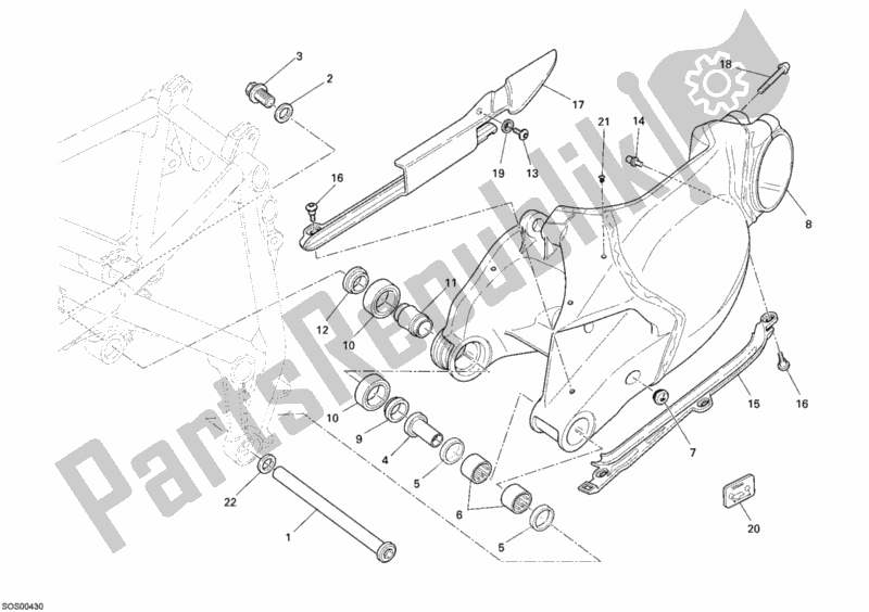 All parts for the Swing Arm of the Ducati Superbike 1198 S 2009